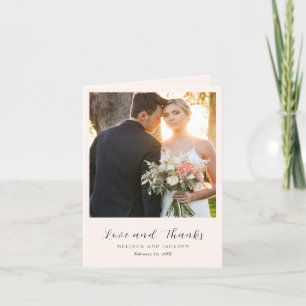 Moderne erdige neutrale Foto-Hochzeit Dankeskarte