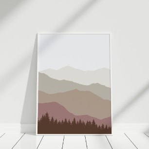 Moderne Erdtöne Abstrakte Berglandschaft Wand Poster