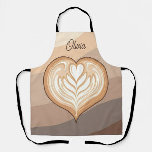 Moderne Erdtöne Latte Herz Schürze