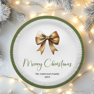 Moderne Erdtöne-Weihnachtsbaum-Familienparty-Set Pappteller