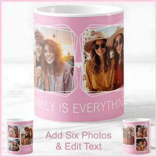Moderne Erinnerungen 6 Foto-Collage Vorlage Pink C Kaffeetasse