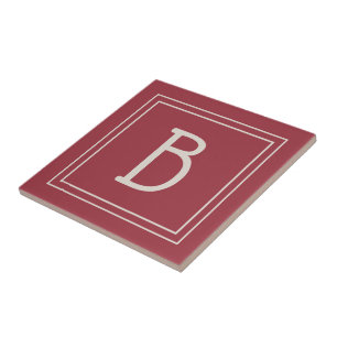 Moderne Erinnerungsmonogramm-Familieninitiale Rot Fliese