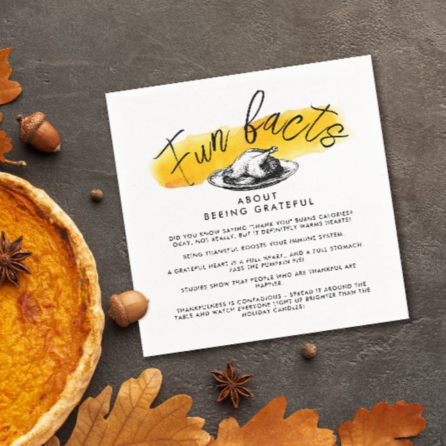 Moderne Erntedank Fun Fakten Gelbes Wasser Farbe Serviette (Von Creator hochgeladen)