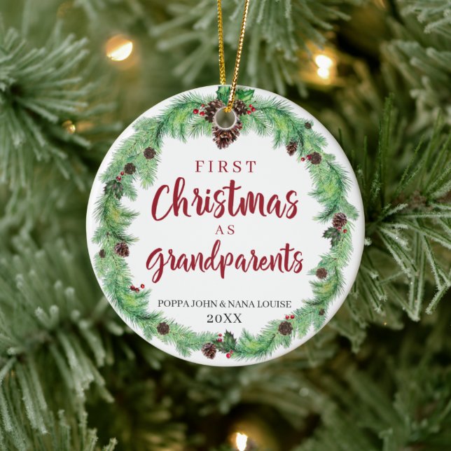 Moderne ERSTE CHRISTMAS ALS GRANDELEMENT-Foto Keramik Ornament (Baum)