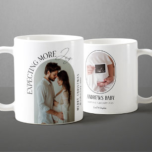 Moderne Erwartung Mehr Freude Baby Foto Weihnachte Kaffeetasse