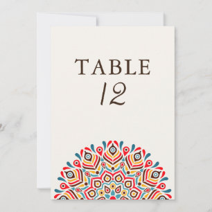 Moderne ethnische florale Mandala-Hochzeitstisch-N Einladung
