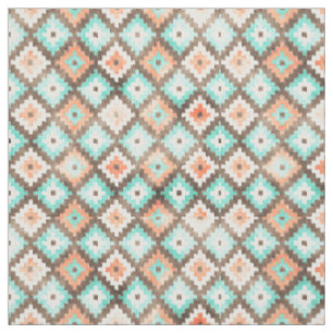 Moderne ethnische Kilim Mosaik Muster Wasserfarbe Stoff