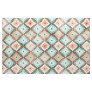 Moderne ethnische Kilim Mosaik Muster Wasserfarbe Stoff