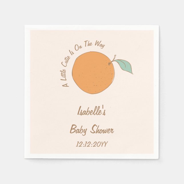Moderne, etwas Süsse Orange Babydusche Serviette (Vorderseite)