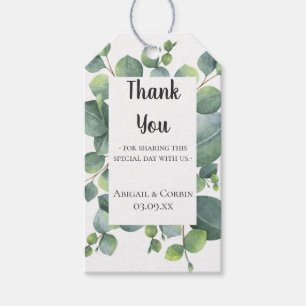 Moderne Eucalyptus Foliage Gastgeschenk Hochzeit V Geschenkanhänger