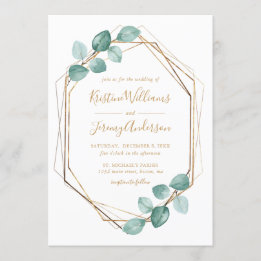 Moderne Eucalyptus Watercolor Gold Script Wedding  Einladung