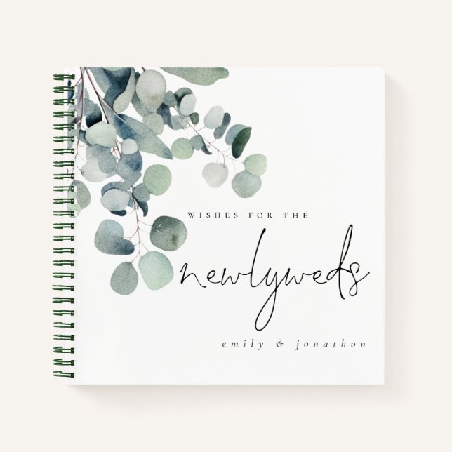 Moderne Eucalyptus wünscht sich ein neues Gästebuc Notizbuch (Vorderseite)