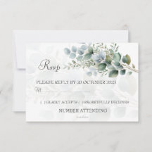 Moderne Eukalyptus-Aquarell-Hochzeits-RSVP-Karte