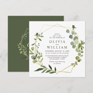 Moderne Eukalyptus-Blatt-Geometrie-Rahmen Hochzeit Einladung