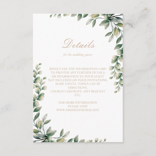 Moderne Eukalyptus-Blätter Begleitkarte (Vorderseite)