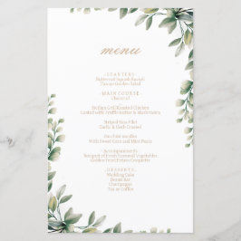 Moderne Eukalyptus-Blätter Hochzeitsmenü