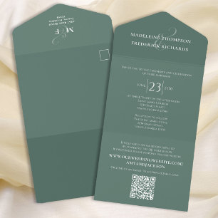 Moderne Eukalyptus Elegantes grünes Blattwerk QR-C All In One Einladung