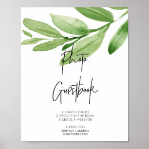 Moderne Eukalyptus-Foto-Gästebuch-Schilder für die Poster