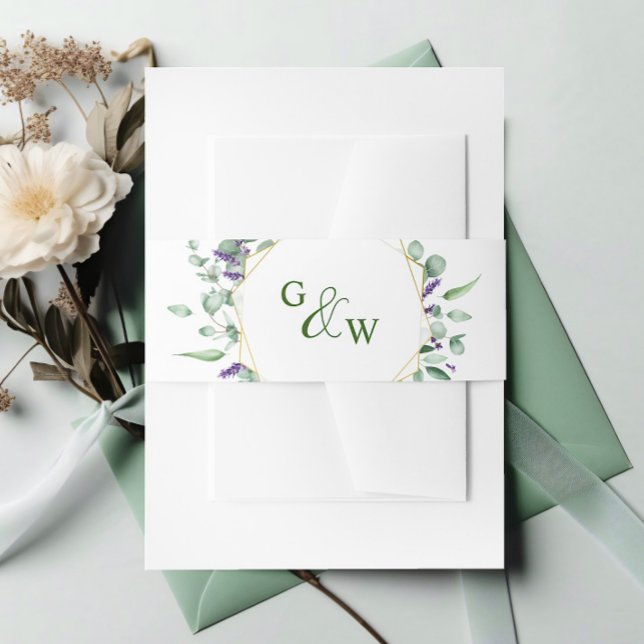 Moderne Eukalyptus Geometric Frame Wedding Einladungsbanderole (Von Creator hochgeladen)