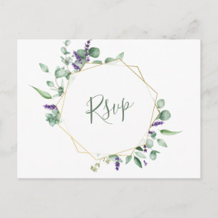 Moderne Eukalyptus-Geometrie-Rahmen-Hochzeits-RSVP Postkarte