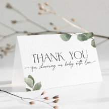Moderne Eukalyptus-Grün-Babyshower-Dankeschön