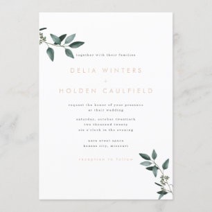 Moderne Eukalyptus-Grün-Hochzeits-Einladung Einladung