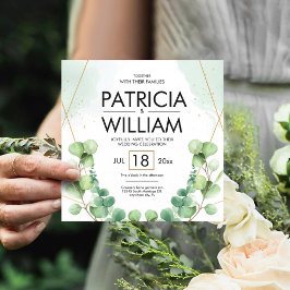 Moderne Eukalyptus-Grüne Hochzeitsfeier Einladung