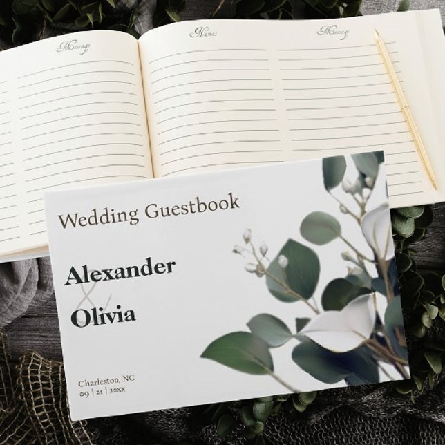 Moderne Eukalyptus-Hochzeit Gästebuch (Modern Eucalyptus Wedding Guest Book)
