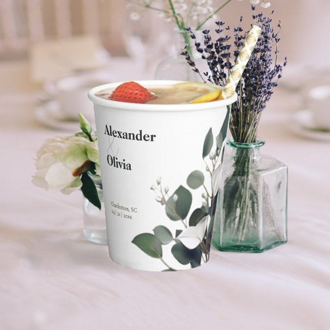 Moderne Eukalyptus-Hochzeit Pappbecher (Modern Eucalyptus Wedding Paper Cups)