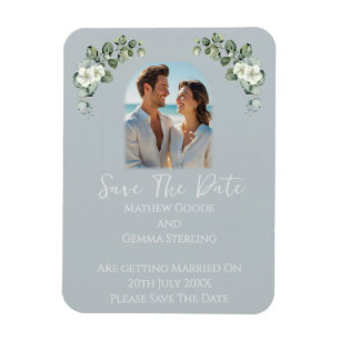 Moderne Eukalyptus-Hochzeit Save the Date Foto Magnet