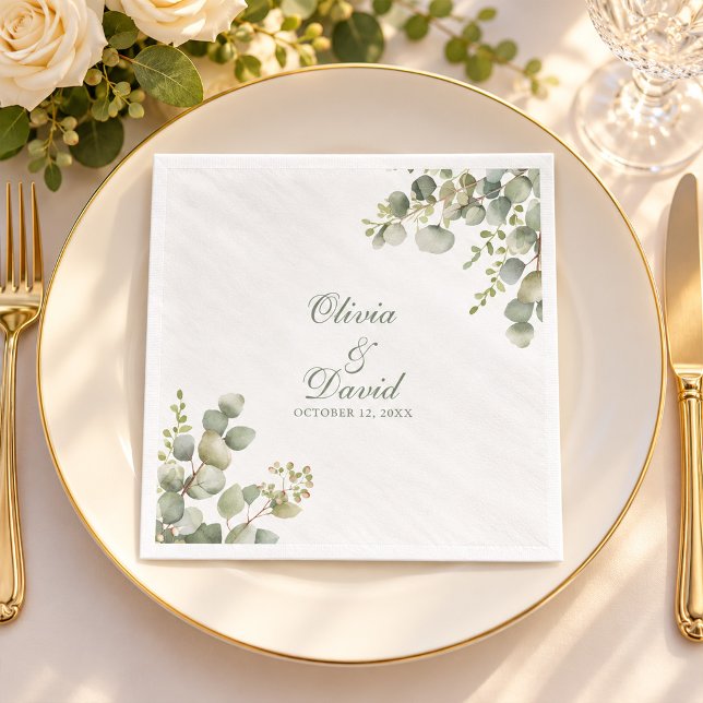 Moderne Eukalyptus-Hochzeit Serviette (Modern Greenery Eucalyptus Wedding Napkins)