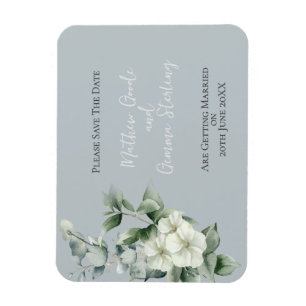 Moderne Eukalyptus-Hochzeit speichert das Datum Magnet