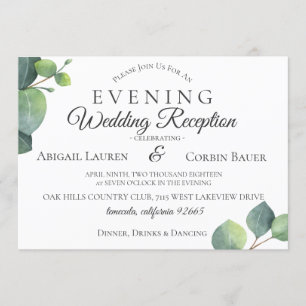 Moderne Eukalyptus-Hochzeits-Empfangs-Einladung Einladung