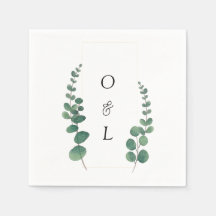 Moderne Eukalyptus-Kalligrafie-Monogramm-Hochzeit
