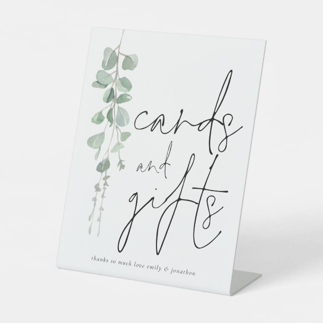 Moderne Eukalyptus-Karten geben SkriptWedding Sockelschild (Vorderseite)