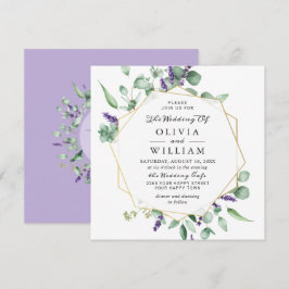 Moderne Eukalyptus Lavender Geometric Frame Weddin Einladung