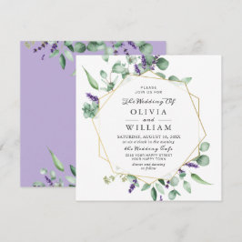 Moderne Eukalyptus Lavender Geometric Frame Weddin Einladung