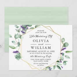Moderne Eukalyptus Lavender Geometric Frame Weddin Einladung