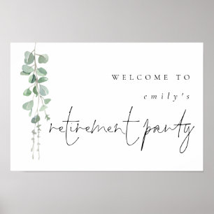 Moderne Eukalyptus-Name Willkommens-Ruhestandsfeie Poster