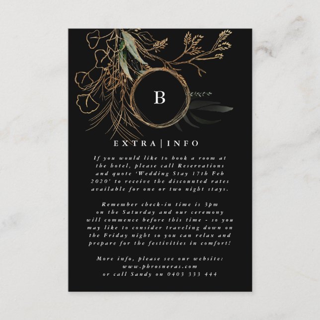 MODERNE Eukalyptus ONYX-Monogramm - Details INFO Begleitkarte (Vorderseite)