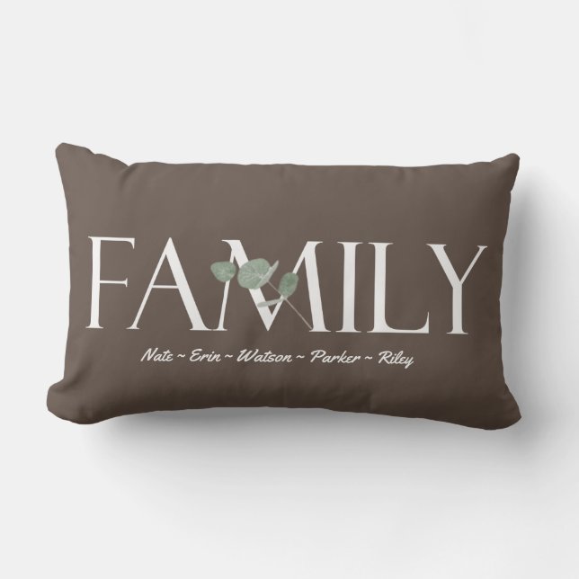 Moderne Eukalyptus-Personalisierte Familiennamen Lendenkissen (Vorderseite)