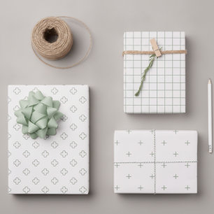 Moderne Eukalyptus-Salbei-Geschenkverpackungskoord Geschenkpapier Set