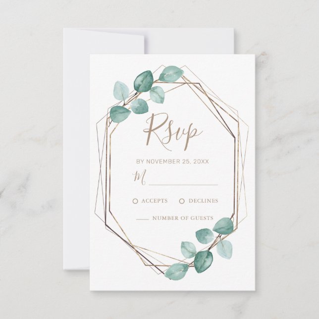 Moderne Eukalyptus-Watercolor-Kaffeezitat Hochzeit RSVP Karte (Vorderseite)
