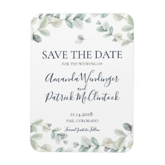 Moderne Eukalyptus Wedding Save the Date Magnete