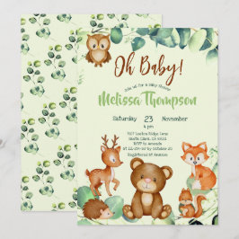 Moderne Eukalyptus Woodland Animals Forest Friends Einladung