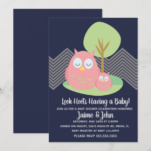 Moderne Eulen-Baby-Party Hoot Einladung