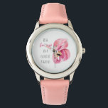 Moderne exotisch rosa Aquarellfärbung mit Zitat Armbanduhr<br><div class="desc">Moderne exotisch rosa Aquarellfärbung mit Zitat</div>