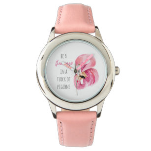 Moderne exotisch rosa Aquarellfärbung mit Zitat Armbanduhr