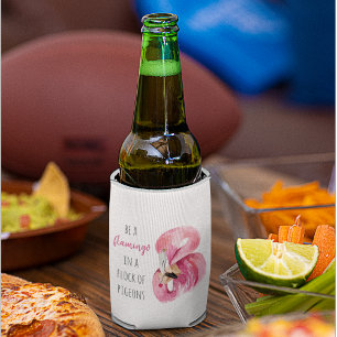 Moderne exotisch rosa Aquarellfärbung mit Zitat Dosenkühler