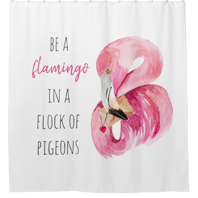 Moderne exotisch rosa Aquarellfärbung mit Zitat Duschvorhang (Vorderseite)